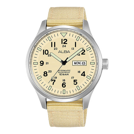 Alba Mechanical Field Military AL4221X1 Men Beige Dial Beige Nylon Strap
