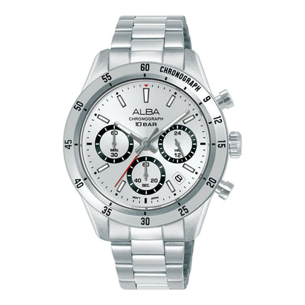 Alba Active AT3L29X1 Chronograph Men Silver Dial Stainless Steel Strap