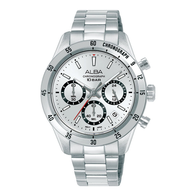 Alba Active AT3L29X1 Chronograph Men Silver Dial Stainless Steel Strap