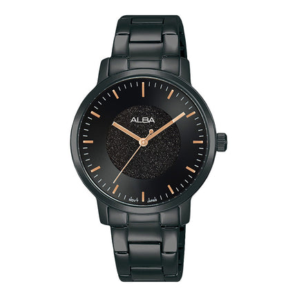 Alba Fashion AH8905X1 Ladies Black Dial Black Stainless Steel Strap
