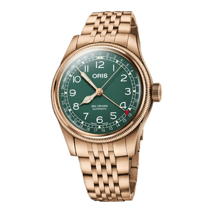 Oris Big Crown 01-754-7741-3167-07-8-20-01 Pointer Date Bronze Green Dial Rose Gold St. Steel Strap