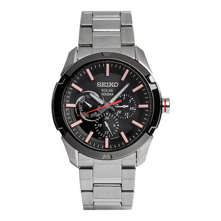 Seiko Solar SNE259P1 Black Dial Stainless Steel Strap