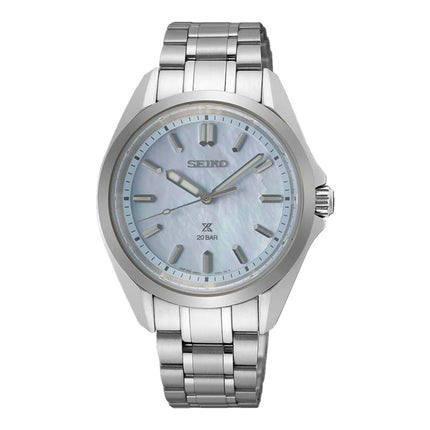 Seiko Prospex SUR607J1 Ladies Sea Marine Mother Of Pearl Aqua Blue Dial Stainless Steel Strap
