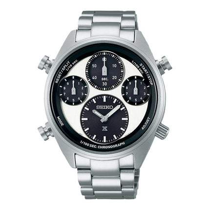 Seiko Prospex SFJ001P1 Speedtimer Panda Solar Chronograph Dual Tone Dial Stainless Steel Strap