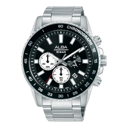 Alba Active AT3L17X1 Men Chronograph Black Dial Stainless Steel Strap