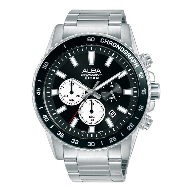Alba Active AT3L17X1 Men Chronograph Black Dial Stainless Steel Strap