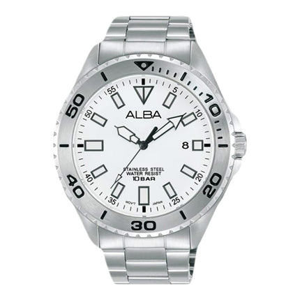 Alba Active AS9Q45X1 White Dial Stainless Steel Strap