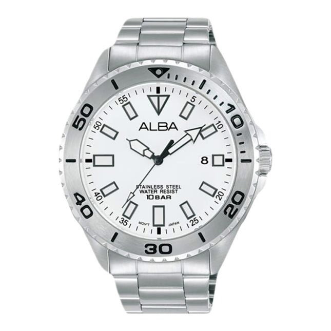 Alba Active AS9Q45X1 White Dial Stainless Steel Strap