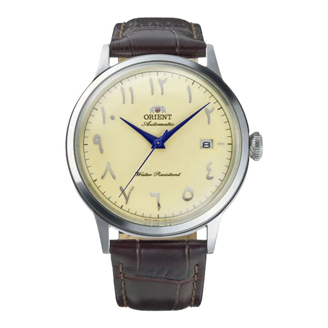 Orient Classic RA-AC0039Y Bambino Automatic Ivory Arabic Dial Brown Leather Strap