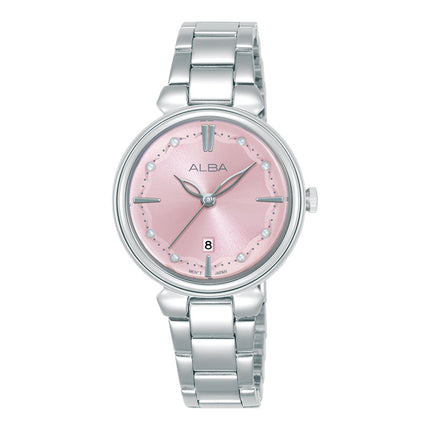 Alba Fashion AH7EW3X1 Ladies Analog Light Pink Dial Stainless Steel Strap