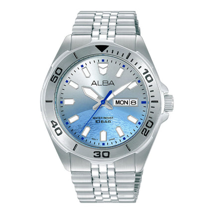 Alba Active Gravity AV3587X1 Men Blue Gradient Dial Stainless Steel Strap