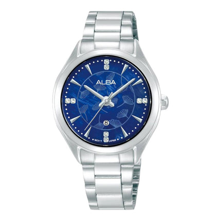 Alba Fashion AH7EK5X1 Ladies Blue MOP Dial Stainless Steel Strap