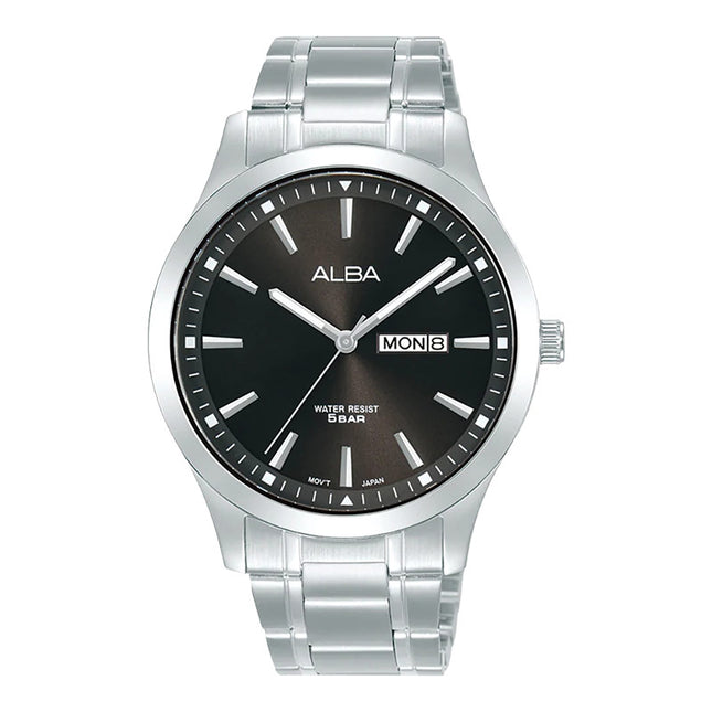 Alba Prestige AJ6153X1 Men Grey Brown Dial Stainless Steel Strap