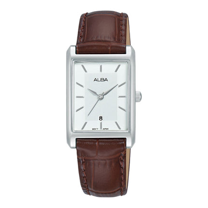 Alba Fashion AH7DH9X1 Ladies Silver Dial Brown Leather Strap