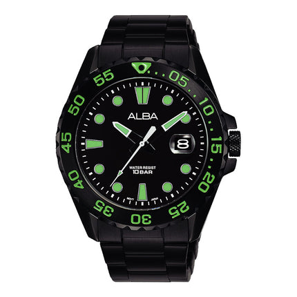 Alba Active AS9N25X1 Men Black Dial Black Stainless Steel Strap