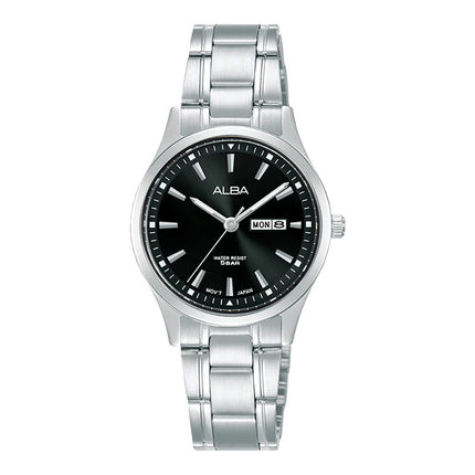 Alba Prestige AN8047X1 Ladies Black Dial Stainless Steel Strap