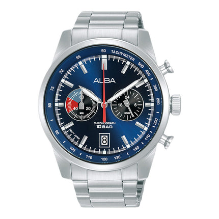 Alba Signa A4B005X1 Chronograph Men Blue Black Dial Stainless Steel Strap