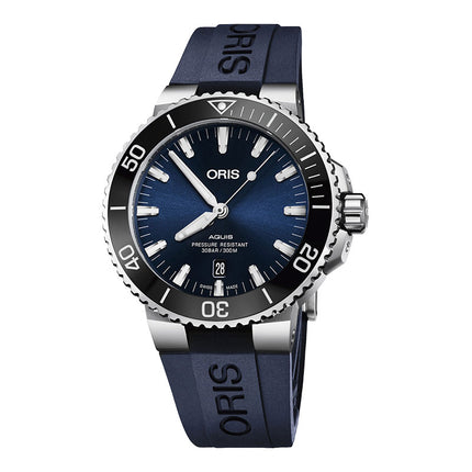 Oris Aquis 01-733-7730-4135-07-4-24-65EB Blue Dial Navy Blue Rubber Strap