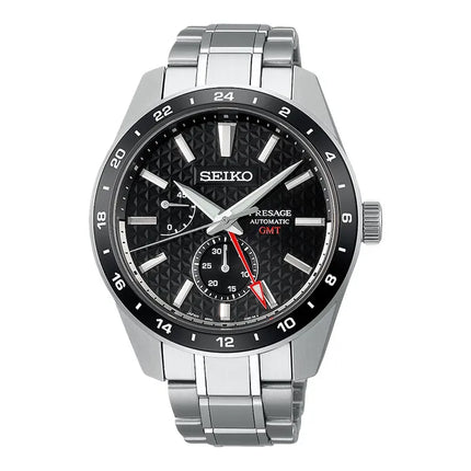 Seiko Presage SPB221J1 Sharp Edged GMT Series Automatic Black Dial Stainless Steel Strap