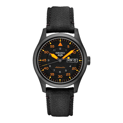 Seiko 5 Sports SRPH33K1 Field Street Style Flieger Automatic Black Dial Black Nylon Strap