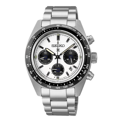 Seiko Prospex SSC813P1 Speedtimer SeiTona Panda Solar Chronograph White Dial Stainless Steel Strap