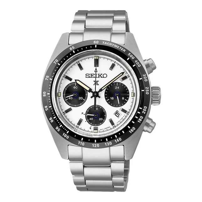Seiko Prospex SSC813P1 Speedtimer SeiTona Panda Solar Chronograph White Dial Stainless Steel Strap