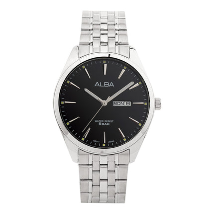 Alba AJ6179X1 Men Black Dial Stainless Steel Strap