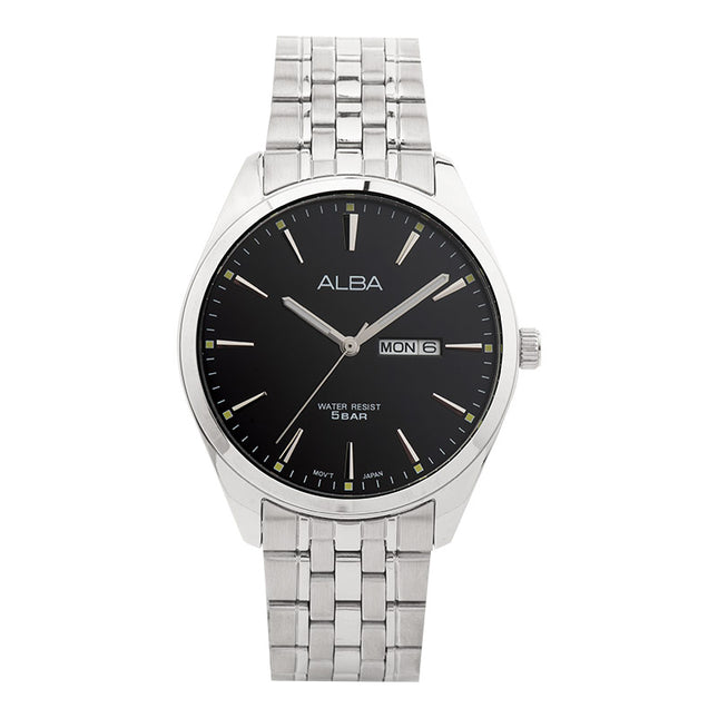Alba AJ6179X1 Men Black Dial Stainless Steel Strap