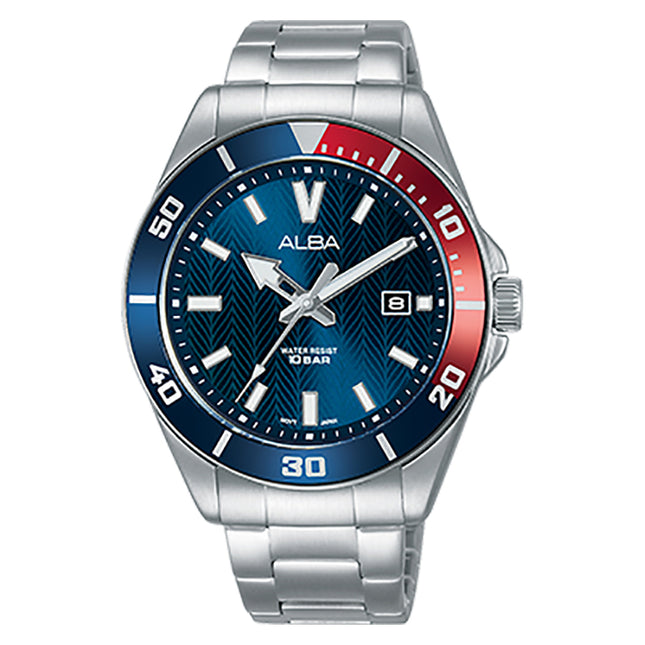 Alba Active AG8J39X1 Men Blue Pattern Dial Stainless Steel Strap