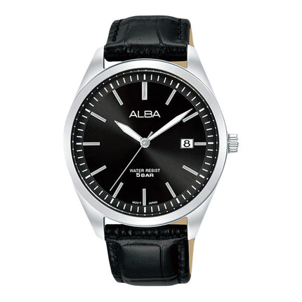 Alba Prestige AS9S27X1 Men Black Dial Black Leather Strap