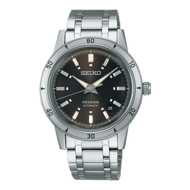 Seiko Presage SRPL09J1 Style60s Elegant Yet Rugged Brown Dial Stainless Steel Strap