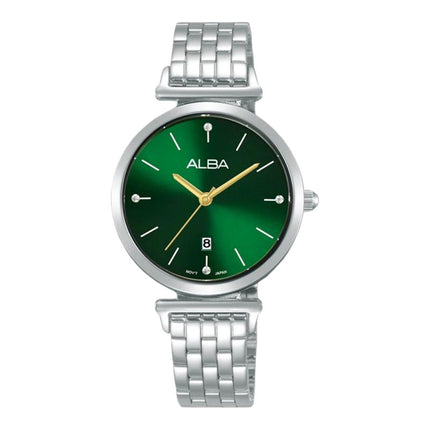 Alba Fashion AH7EN9X1 Ladies Green Dial Stainless Steel Strap