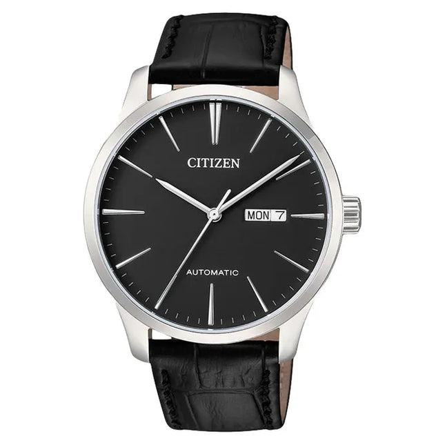 Citizen NH8350-08E Automatic Men Elegant Black Dial Black Leather Strap