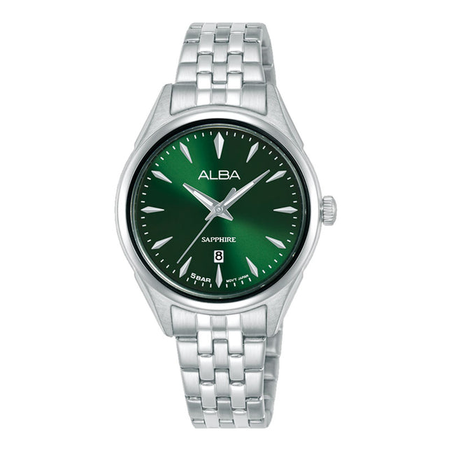 Alba Prestige AH7FB5X1 Ladies Analog Green Dial Stainless Steel Strap
