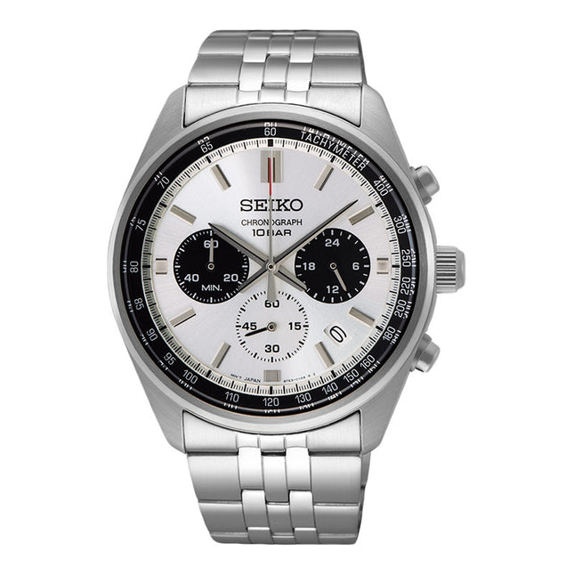Seiko Chronograph SSB425P1 Essentials Panda Dual Tone Dial Stainless Steel Strap