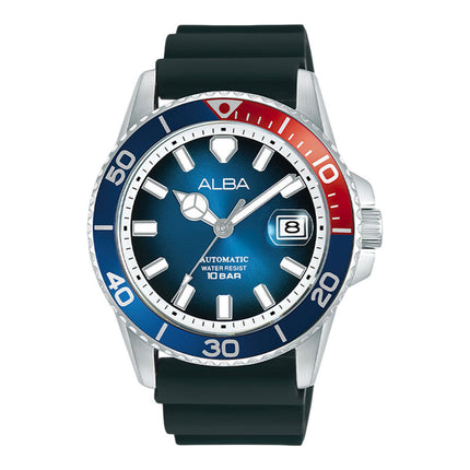 Alba Mechanical AU4061X1 Automatic Men Blue Dial Black Rubber Strap
