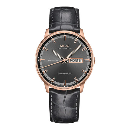 Mido Commander M016.430.36.061.80 Datoday Automatic Black Dial Black Leather Strap