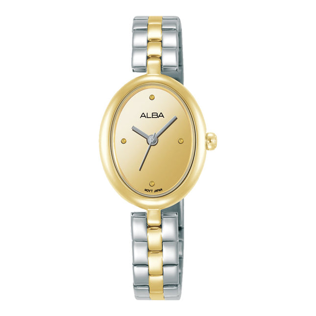 Alba Fashion AH8920X1 Ladies Analog Gilt Polished Dial Dual Tone Stainless Steel Strap