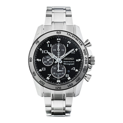 Seiko Sportura SNAE61P1 Chronograph Black Dial Stainless Steel Strap