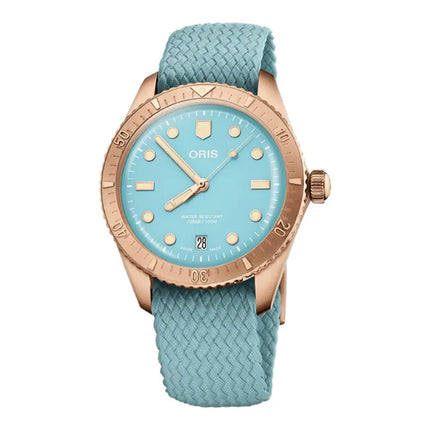 Oris Divers Sixty-Five 01-733-7771-3155-07-3-19-02BRS Cotton Candy Blue Dial Blue Nylon Strap