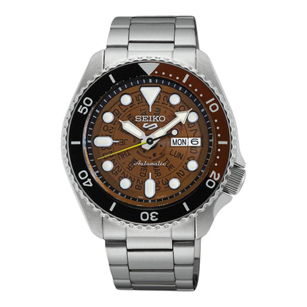Seiko 5 Sports SRPJ47K1 Time Sonar SKX Sports Style Brown Dial Stainless Steel Strap