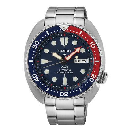 Seiko Prospex SRPE99K1 PADI Turtle Automatic Divers 200M Pepsi Blue Dial Stainless Steel Strap