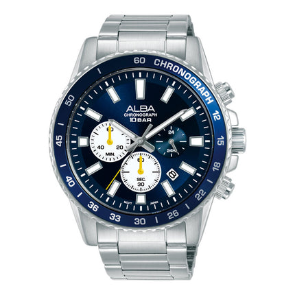 Alba Active AT3L15X1 Men Chronograph Blue Dial Stainless Steel Strap