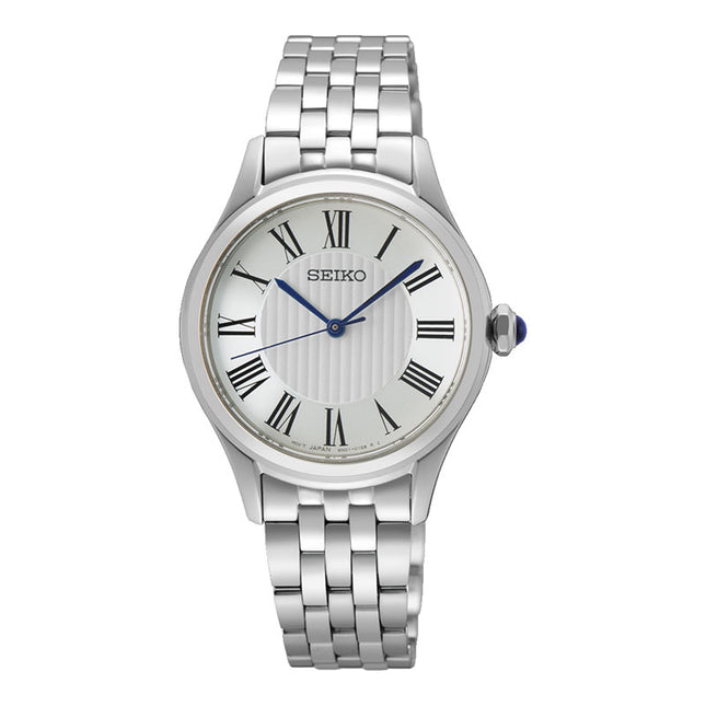 Seiko Ladies SUR609P1 Discover More Silver Dial Stainless Steel Strap
