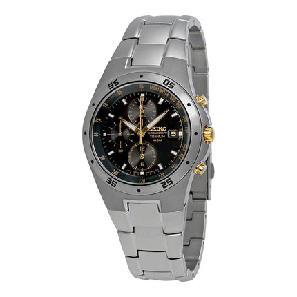 Seiko Chronograph SND451P1 Black Dial Titanium Strap