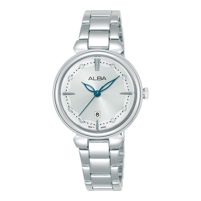 Alba Fashion AH7EW5X1 Ladies Analog Silver Dial Stainless Steel Strap