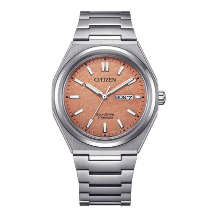 Citizen Eco Drive AW0130-85Z Zenshin Super Titanium Orange Dial Titanium Strap