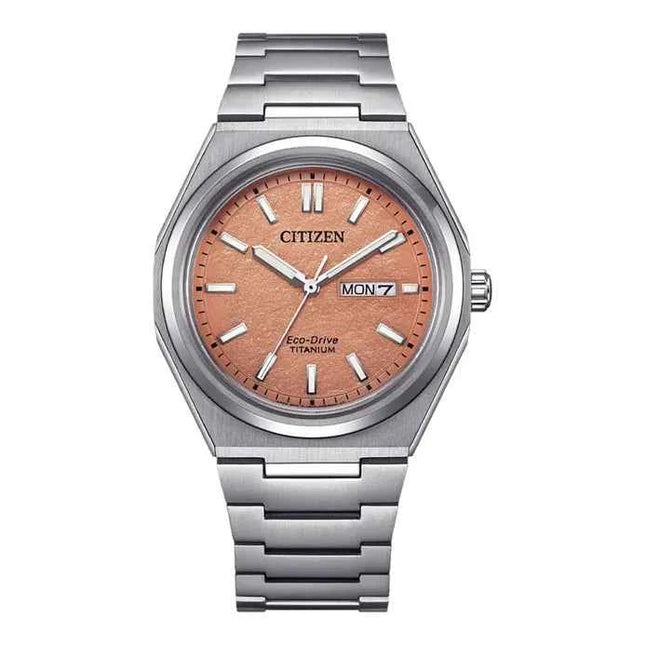 Citizen Eco Drive AW0130-85Z Zenshin Super Titanium Orange Dial Titanium Strap