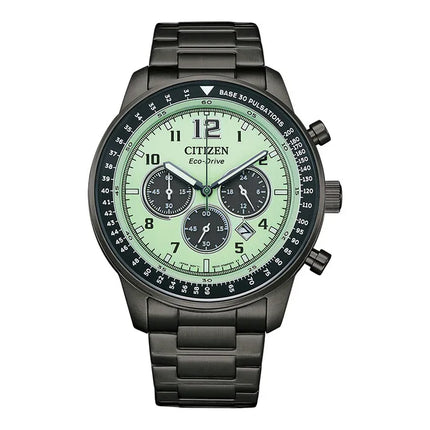 Citizen Eco Drive CA4507-84X Men Chronograph Luminous Dial Gunmetal Stainless Steel Strap