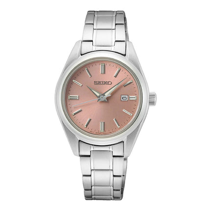 Seiko Ladies SUR529P1 Discover More Pink Salmon Dial Stainless Steel Strap